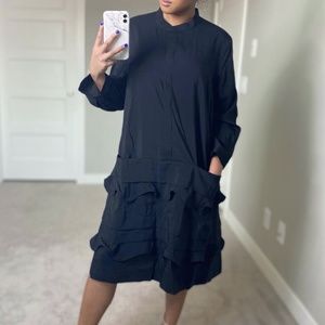 COS black midi dress with ruffles